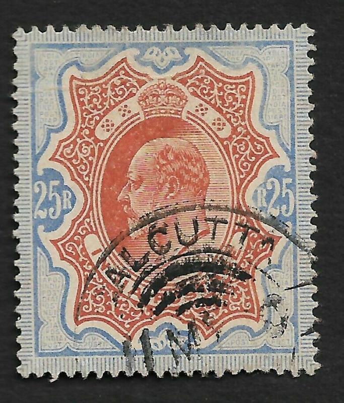  India 1902 King Edward KEdVII 25R Top value used hinged SG147 £1800 - Rare