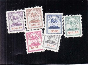 West Virginia: Properly Transfer Tax Stamps, D1 Thur D6, MNH (8200)