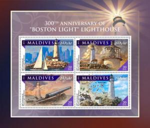 MALDIVES 2016 SHEET BOSTON LIGHT LIGHTHOUSE LIGHTHOUSES mld161105a