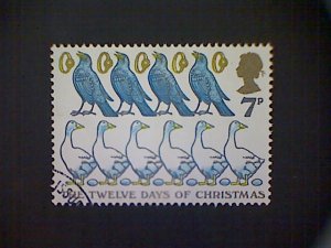 Great Britain, Scott #822, used (o),1977, Birds, Rings, and Geese, 7p