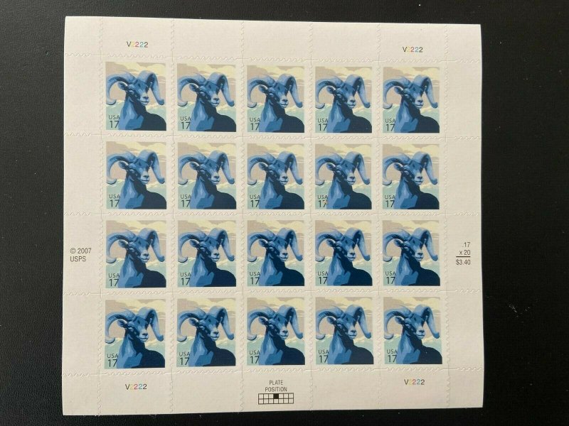Scott #4138 BIG HORN SHEEP Sheet of 20 MNH 2007 V#22222 Var? APS Life Member 