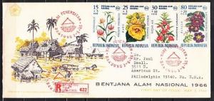 Indonesia, Scott cat. B199-B202. Various Flowers issue. First day cover. ^