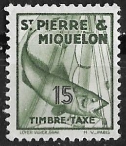 St. Pierre Miquelon # J34  Codfish  15c  1938  (1)  Unused VF