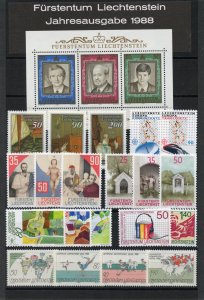 Liechtenstein Scott 880-900 - Complete 1988 Year Set - MXFNHOG - SCV $25.00