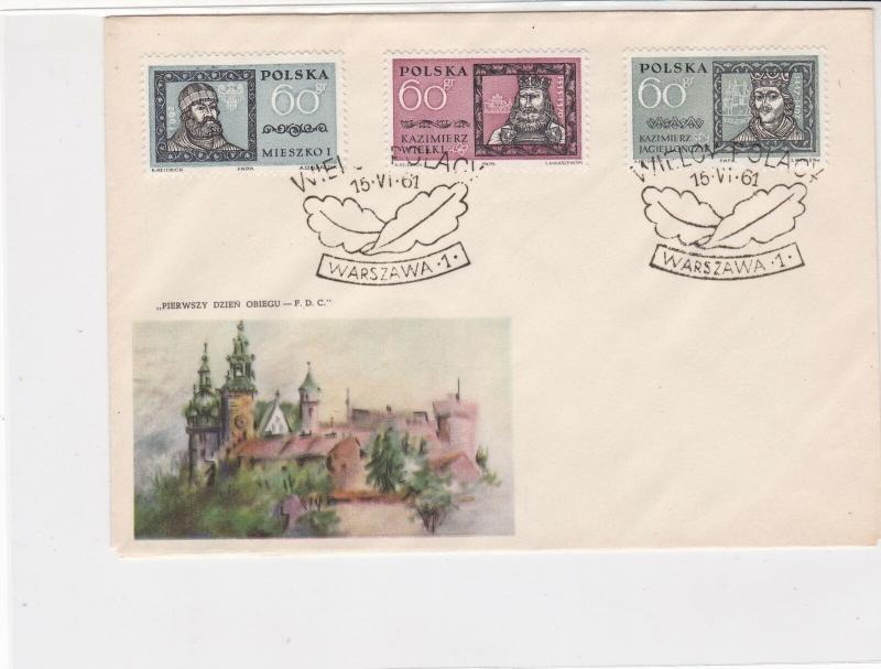 Poland 1961 Great Poles Castle pic Leafs Slogan Cancel FDC Cover Ref 25132