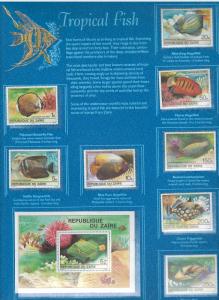 REPUBLIQUE DU ZAIRE 1980 TROPICAL FISH #974-981 + MS#982 MNH