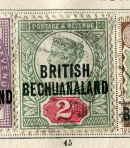 BECHUANALAND;  1892 early classic QV Optd. issue fine used 2d. value