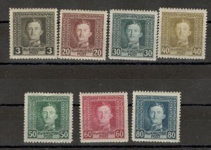 BOSNIA AUSTRIA - 7 MLH/MH STAMPS - EMPEROR KARL I - 1917.