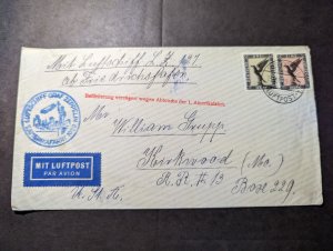 1929 Germany LZ 127 Graf Zeppelin Airmail Cover to Kirkwood MO USA
