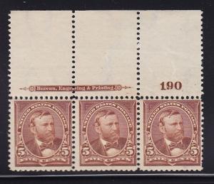 270 Plate # strip of 3 never hinged original gum nice color  cv $375 ! see pic !