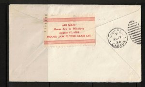 Canada #CLP7 Very Fine Used On Cover Flown From Moose Jaw To Winnipeg