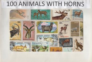 A Nice Selection Of 100 All Different Topicals. Animals With Horns.    #02 TOP12