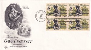 1967, Honoring Davy Crockett, Block/4, Art Craft, FDC (E11755)