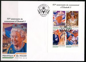 NIGER  2018 60th CORONATION ANNIVERSARY OF QUEEN ELIZABETH II & CHURCHILL SHT FD