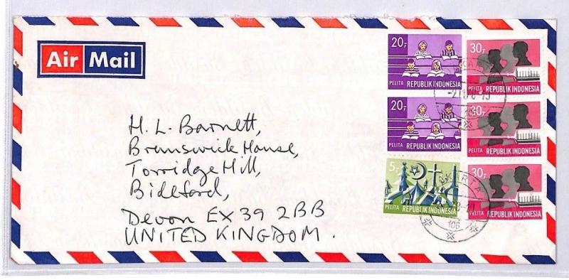 BQ56 1978 Indonesia Jakarta Devon Great Britain Airmail Cover {samwells} PTS