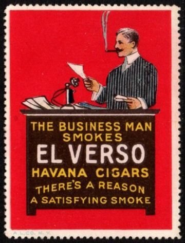 Vintage US Advertising Poster Stamp El Verso Havana Cigars Deisel-Wemmer Company