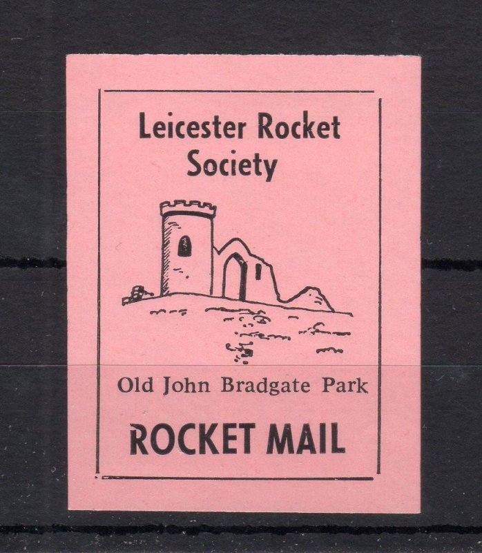 LEICESTER SPACE SOCIETY ROCKET MAIL LABEL MOUNTED MINT 