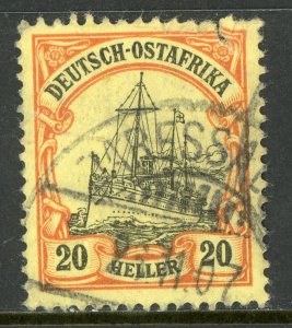 East Africa 1905 Germany 20h Yacht Ship Unwatermark Scott # 26 VFU E340