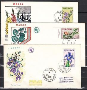 Morocco, Scott cat. 115-117. Garden Flowers issue. 3 First day covers.