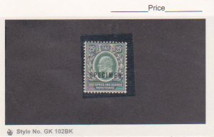 BRITISH EAST AFRICA Scott # 37 SG40 25c grey-green SPECIMEN MHOG