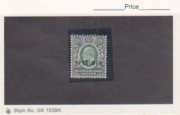 BRITISH EAST AFRICA Scott # 37 SG40 25c grey-green SPECIMEN MHOG