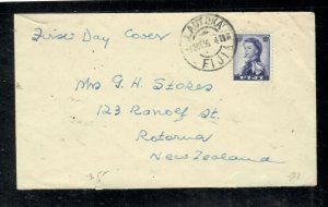 FIJI ISLANDS COVER (P1209B) 1956 QEII 2 1/2D LAUTOKA TO NEW ZEALAND 