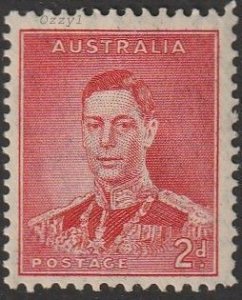 Australia 1937 Sc#169 2d Scarlet KGVI UNUSED-F-VF-OG-H.