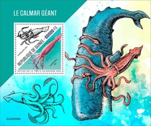 Guinea - 2022 Giant Squid on Stamps - Stamp Souvenir Sheet - GU220320b