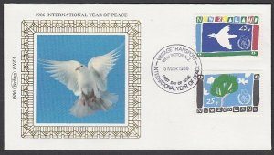 NEW ZEALAND 1986 Year of Peace Benham silk FDC.............................Q343a