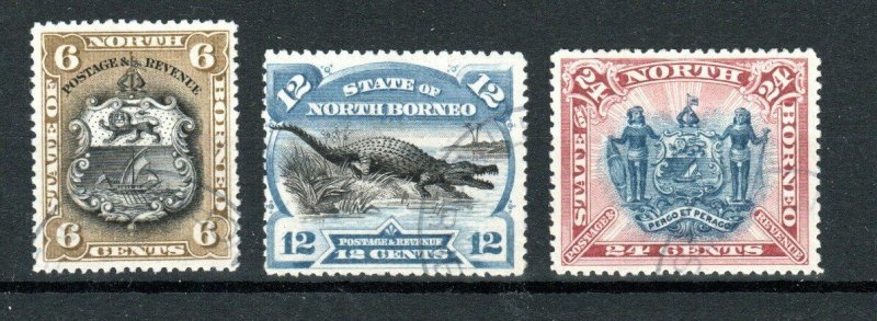 North Borneo 1894 6c, 12c and 24c perf 13 1/2-14 FU CDS