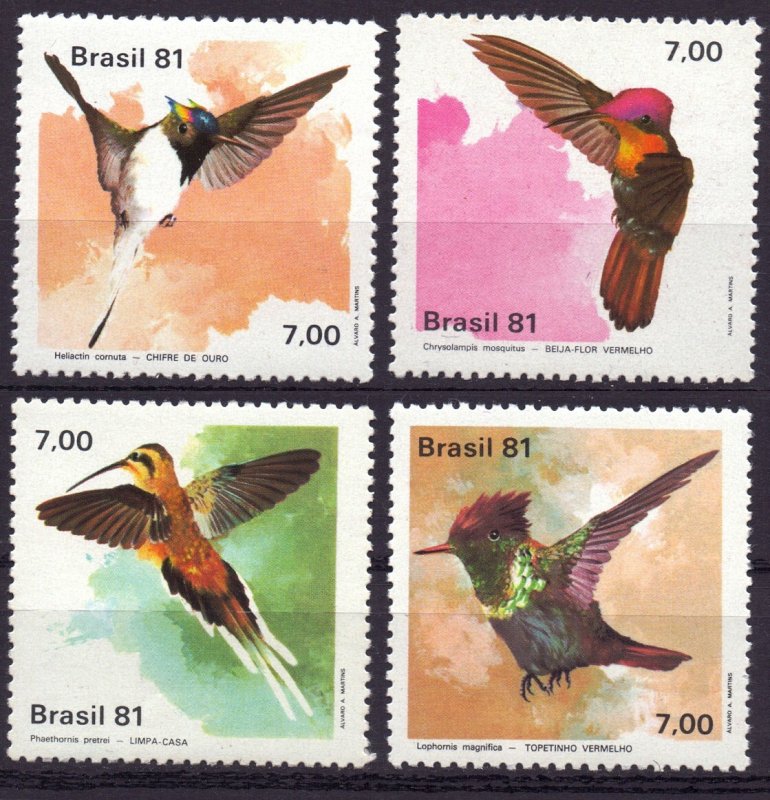 Brasile 1981 Fauna Colibrì serie cpl nuova gomma integra MNH in coppia N3833 