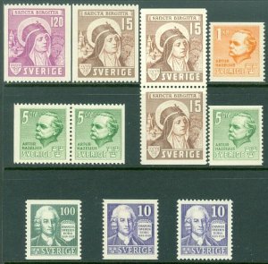 EDW1949SELL : SWEDEN 1941-42 Scott #323-31 Complete. VF, Mint NH. Catalog $110+