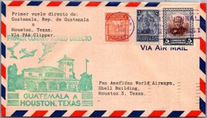 GUATEMALA 1946 POSTAL HISTORY CACHET FIRST FLIGHT AIRMAIL COVER ADDR TEXAS CANC