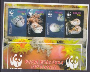 2006 Palau 2530-2533strip+Tab WWF / Sea fauna