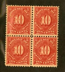 US Stamps # J65 10c Postage Due XF OG NH PO Fresh Block Of 4 Choice