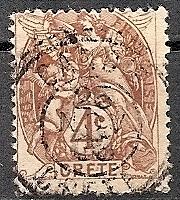 France-Off.Crete  4 1902 Used 4c Liberty,Equality & Frate...