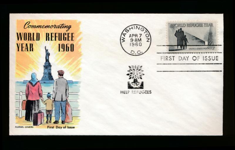 U.S. 1149 unaddressed multicolor Fluegel FDC, Refugee