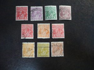 Stamps - Australia - Scott# 21-24,26-28,31,34,36 - Used Part Set of 10 Stamps