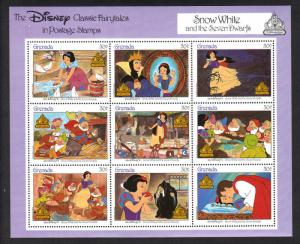 GRENADA -Disney SNOW WHITE AND THE 7 DWARFS -VF NH 9 Stamps