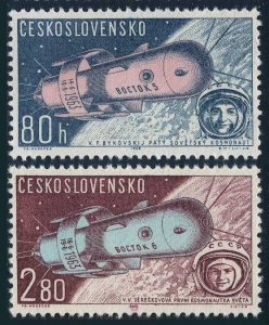 Czechoslovakia C57-C58, MNH. Mi 1413-1414. Vostok 5,6 flights 1963. Bykovski,