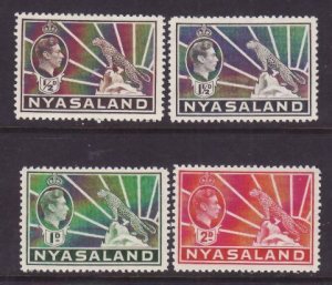 Nyassaland-Sc#54A-57A- id9-four unused og NH KGVI colour changes-1942-any rainbo