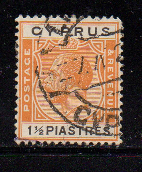 Cyprus Sc 95 1924 1 1/2 piastres George V stamp used