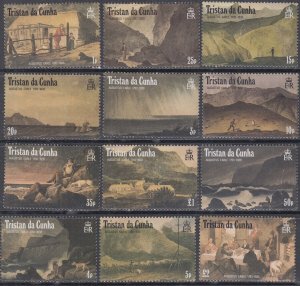 TRISTAN da CUNHA Sc # 443-54 CPL MNH SET of 12 - VARIOUS PAINTINGS of the ISLAND