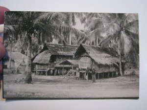 Malaya RPPC Postcard 1930 Singapore Postmark Malay Kampongs Village