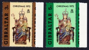 Gibraltar Christmas 2v issue 1972 with right margins SG#304/05 SC#290-91