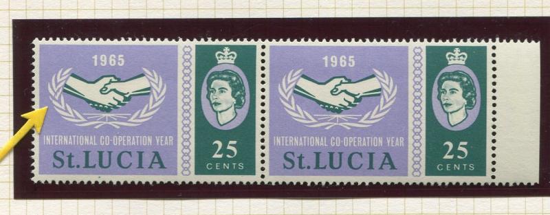 St Lucia - Scott 199 - ICY - Broken Leaves-1965 - MNH - Joined Pair 25c Stamps