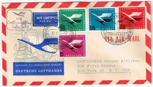 Germany,Sc.#C61-64 used on cover, First Flight Germany-New York