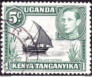 KENYA UGANDA & TANGANYIKA 1938 KGVI 5c Black & Green SG132 FU