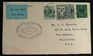 1929 Belize British Honduras First Flight Front Cover FFC To Miami FL USA