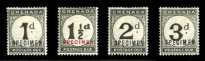 Grenada #J11-14S (SG D11-14s) Cat£80, 1921 Postage Dues, set of four, overpr...